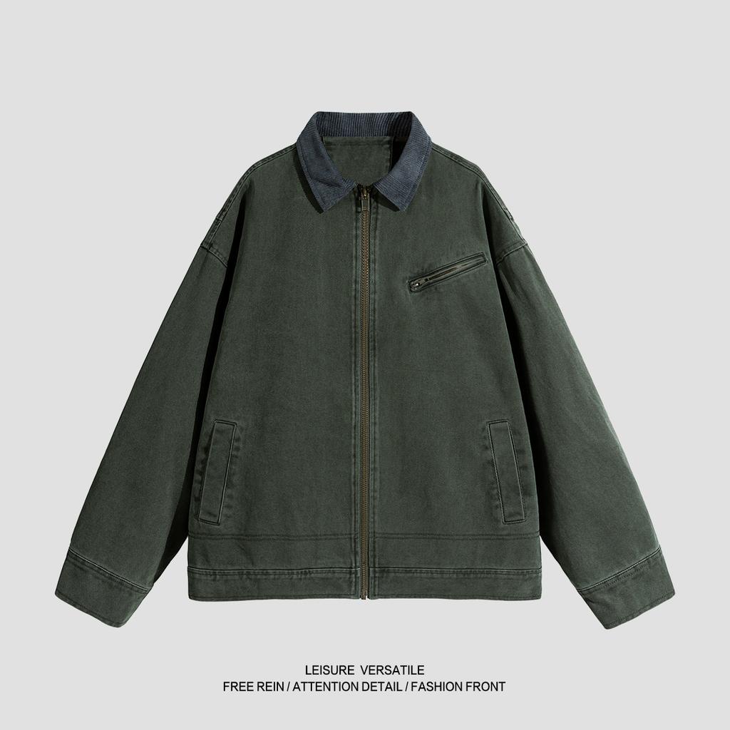 Pure Cotton Jacket for Men's New Jacket American-style Washing and Old Lapel Men's Spring and Autumn Clothing