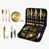 9/10/20sets Outdoor Travel Stainless Steel Tableware Camping Barbecue Plate Clip Steak Knife Fork Spoon Set Portable Storage Bag