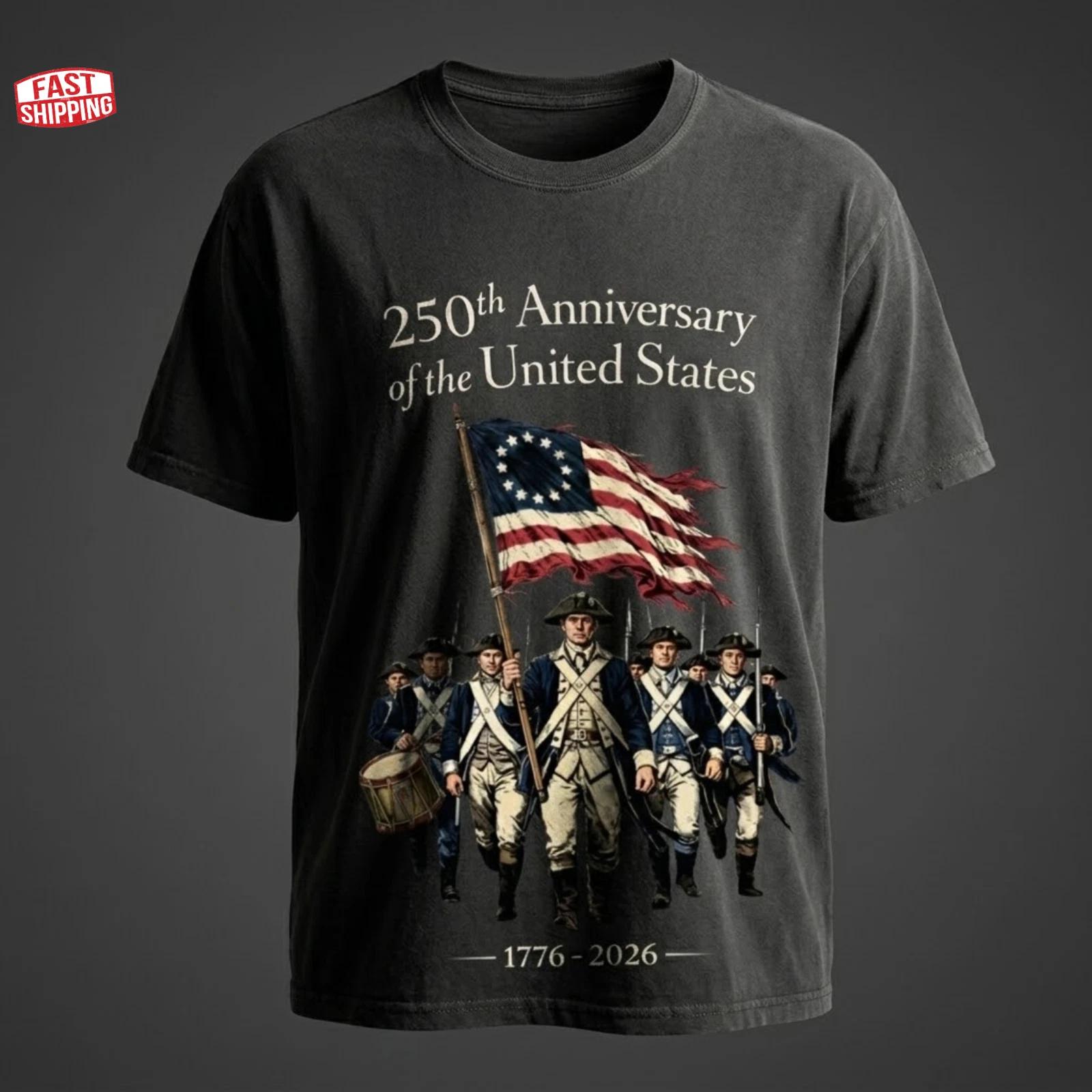 250th Anniversary America Shirt, Revolutionary War Soldiers t-shirt XL