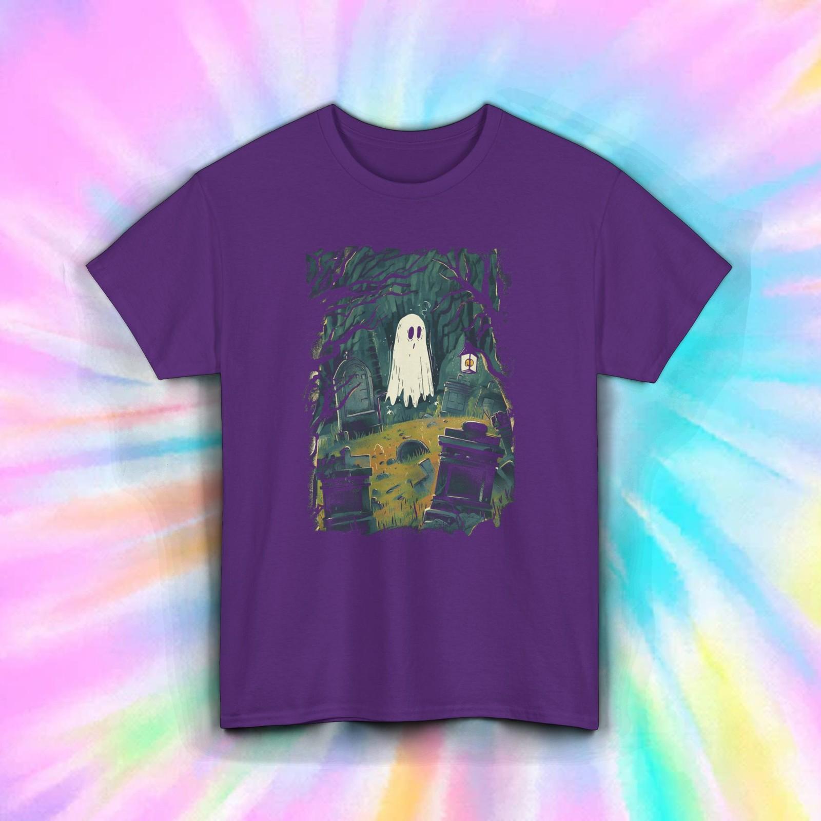 Haunted Graveyard Ghost Shirt Spooky Halloween Horror Creepy Forest Tee S-5XL S