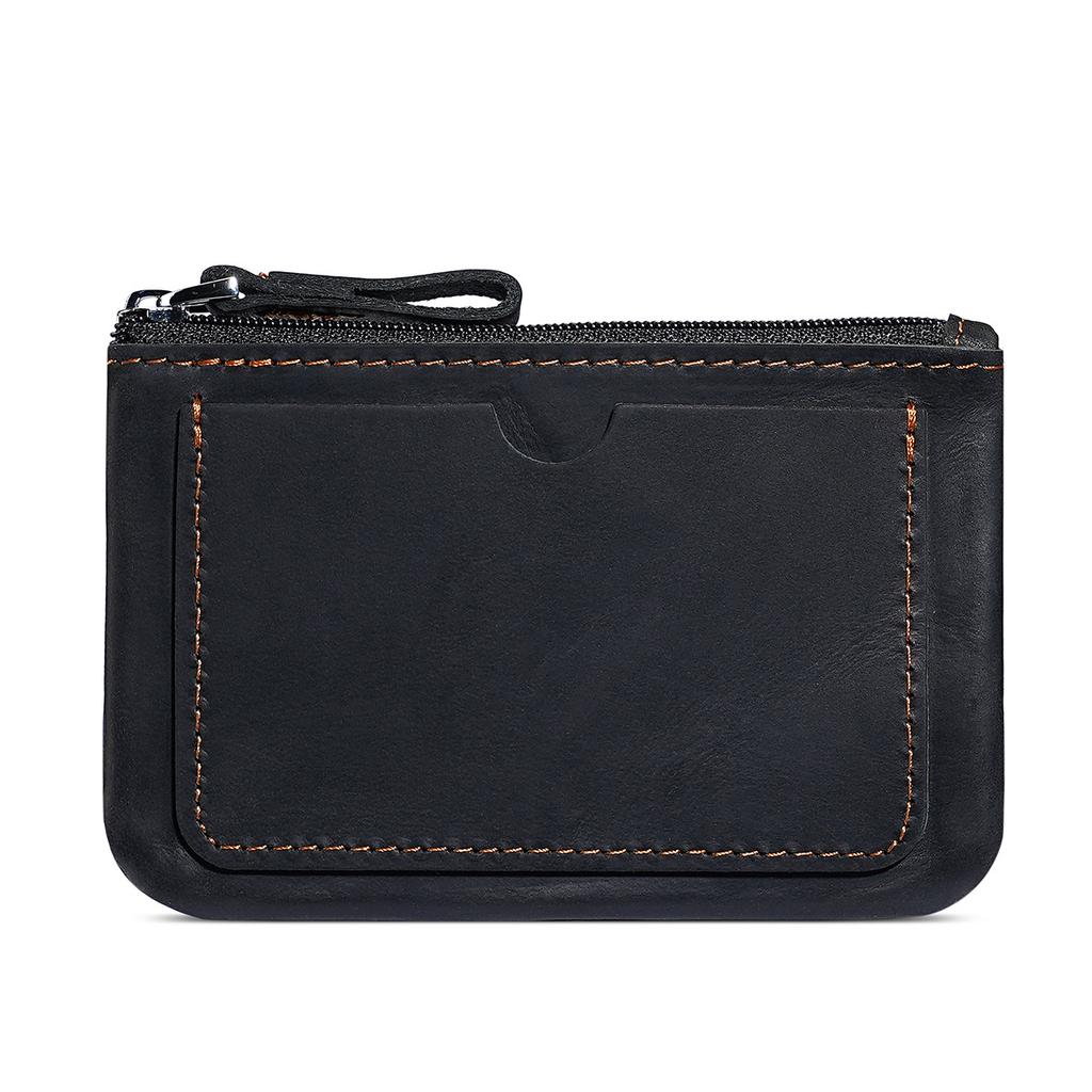 Genuine Leather Zipper Coin Purse for Men Credit Card Holder Mens Coin Purses Cash Change Wallet Car Smart Holder Money Pouch