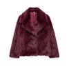 Chaqueta de Mujer con Cuello Solapa, Manga Larga, Corte Holgado, Piel Sintética, Ropa de Abrigo Informal