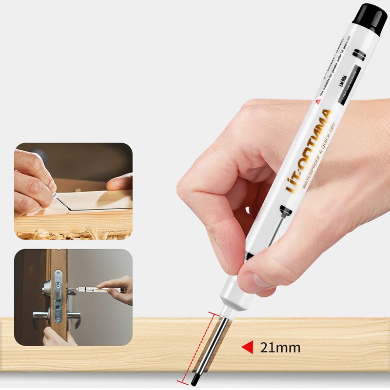 Marker multifuncțional cu cap lung, 45 mm adâncime, pentru gaură de găurit, impermeabil, pentru baie, prelucrarea lemnului, stilou de tâmplărie