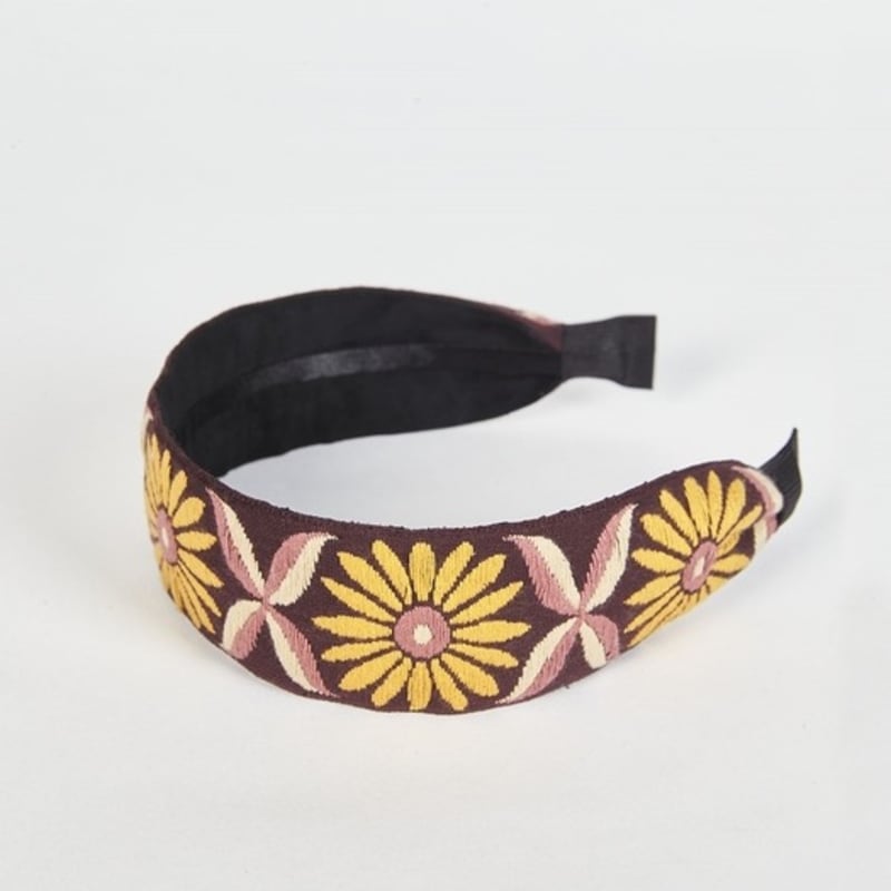 LALA Sunflower Embroidered Hairband P-Wine
