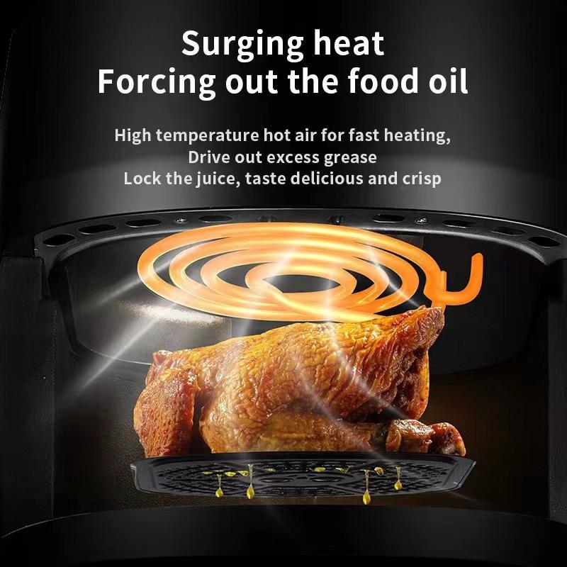 8L 360 ° Large Capacity 1350W Digital Screen Control Visible Window Three-dimensional Circulation Air Fryer