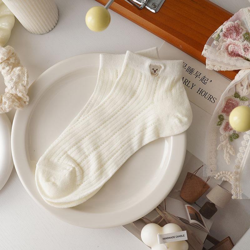 Female Spring and Summer Classic All Kinds of Dog Embroidery Mesh Wicking Sweat Deodorant Short Tube Cotton Socks