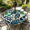 Outdoor Round Tablecloth With Umbrella Hole Patio Garden Deck Waterproof Oil Resistant Drop Cloth
