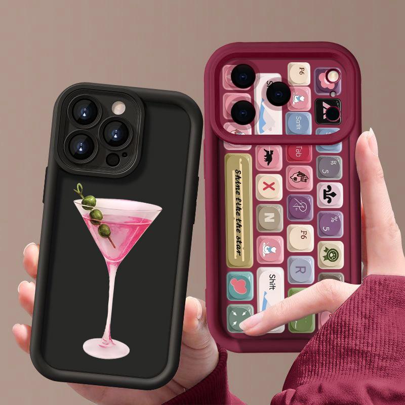 Custodia Colorata con Stampa Bottoni e Blocchi Per iPhone 17 Pro Max 17e 16e Cover Bumper Morbida in Silicone Antiurto Per iPhone 16 15 14 13 Pro Max 11