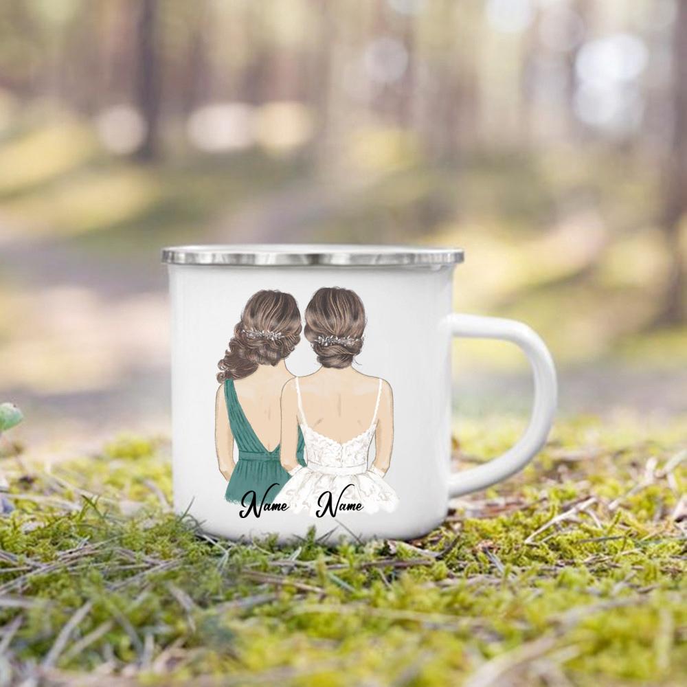 Personalized Enamel Mug Custom Name Tea Coffee Wine Mugs Bride Bridesmaid Cup Engagement Wedding Party Gifts for Maid of Honor