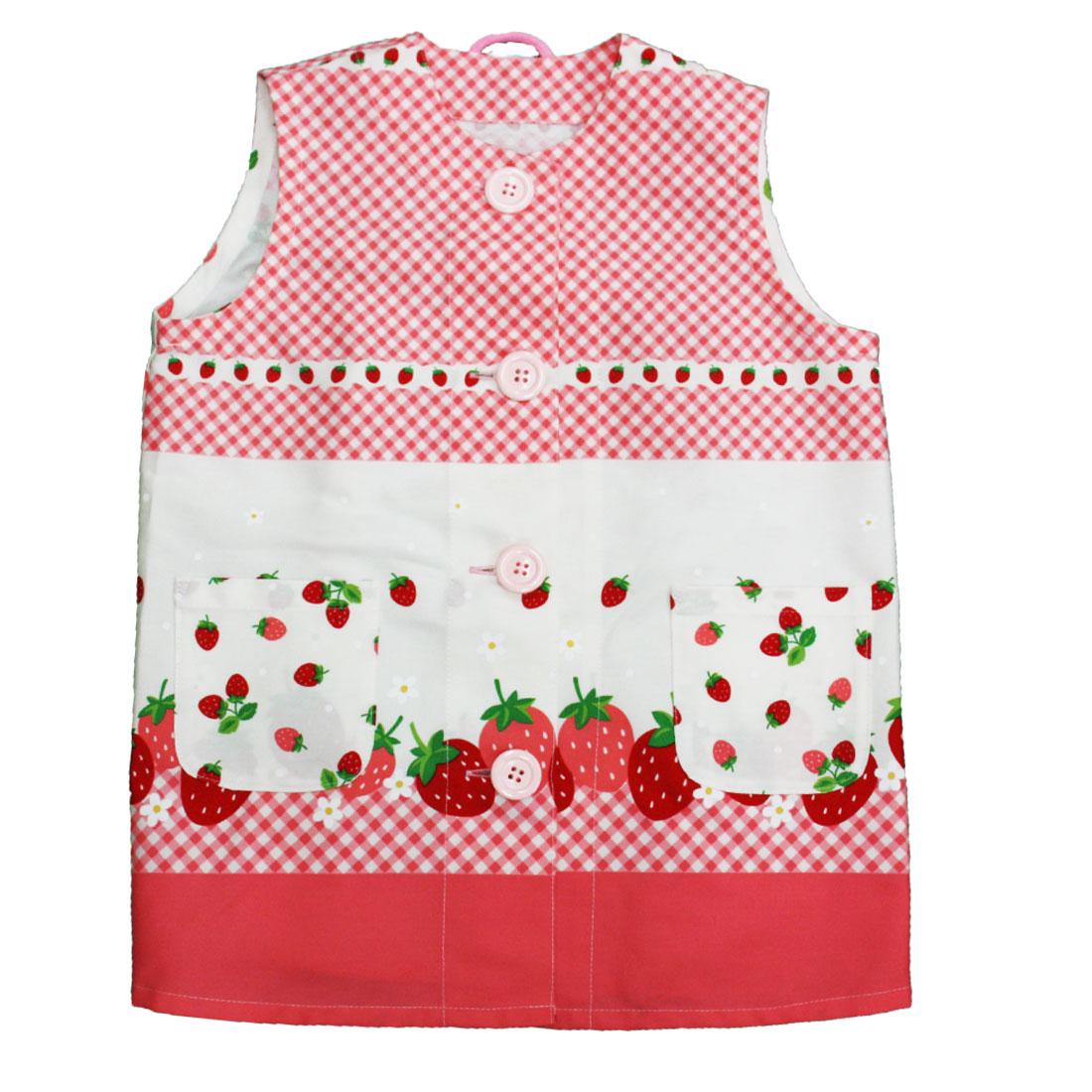 Smock Sleeveless open front smock [Kindergarten children/toddlers] (pink x large strawberry pattern) Admission Kindergarten Nursery school Elementary