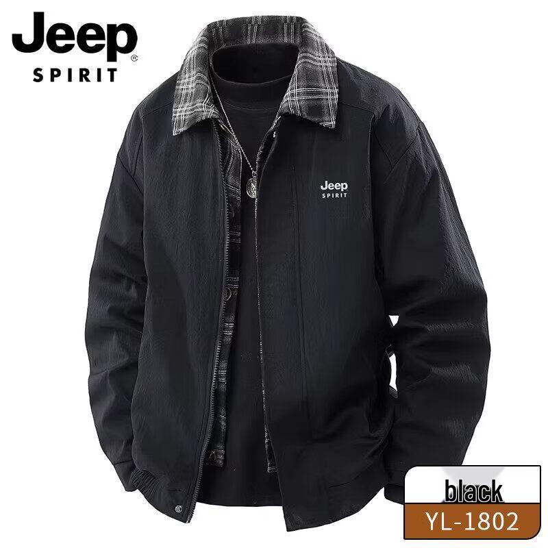 JEEP SPIRIT Men s Faux Two-Piece Patchwork Jacket 4XL