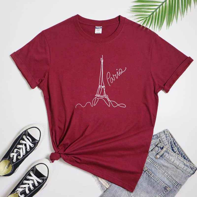 Minimalist Eiffel Tower Art Line TShirt Fashion Girls Trip Vacation Tops Tees Casual Unisex Cest La Vie Paris Travel Tshirt