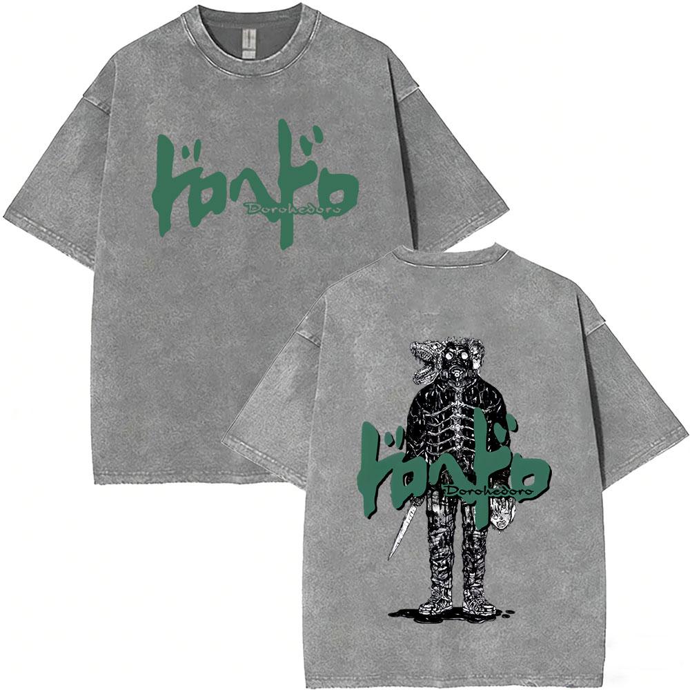 T-shirt Grafiche Vintage Lavate Anime Dorohedoro Kaiman Uomo Donna Gotica Manga Rock T-shirt Maschili T-shirt Oversize Streetwear