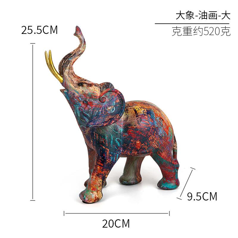 New Creative Resin Crafts Graffiti Colorful Elephant Ornaments Home Decor Living Room Foyer Desktop Ornaments Decorative Gifts