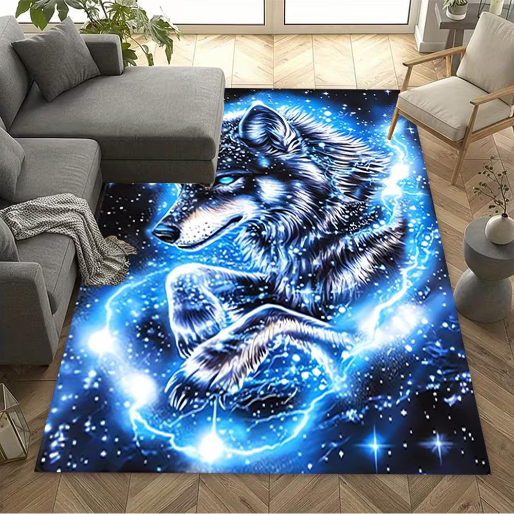 1pc Wolf Forest Scene Rug Home Carpet Non Slip Office Decor Gift Living Room Bedroom