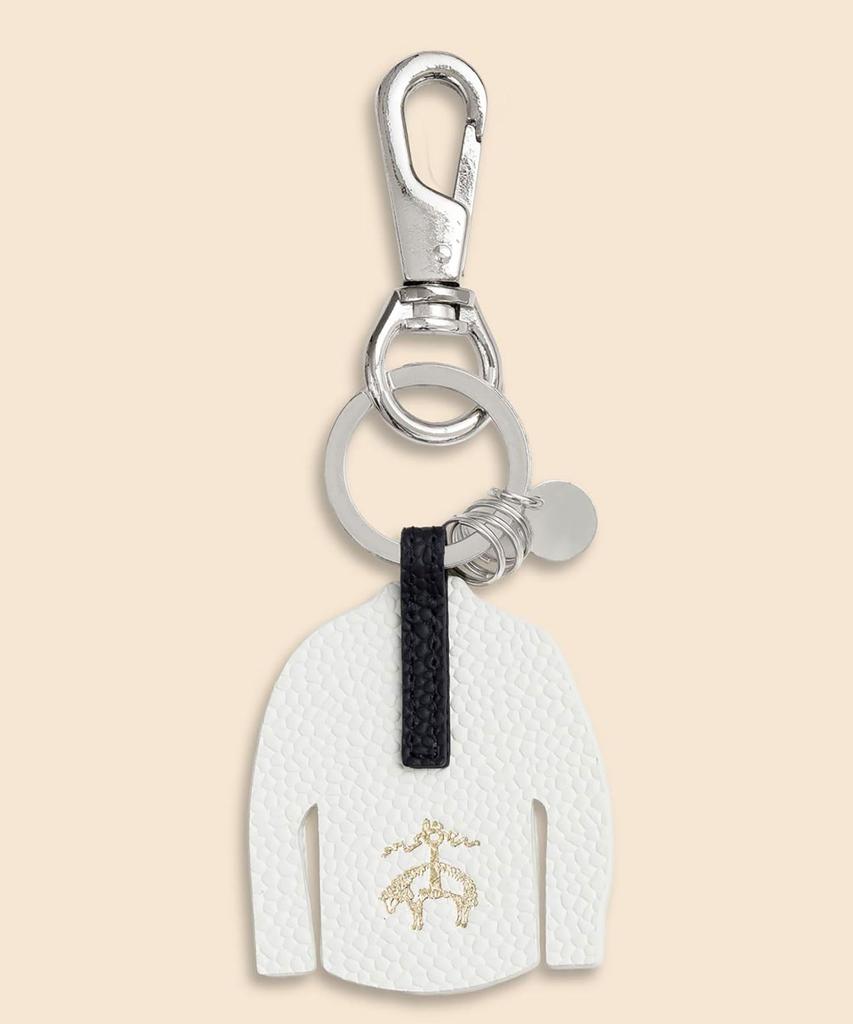 Brooks Brothers P26450330002094 Cow Leather Shirt Key Fob, White, Free Size
