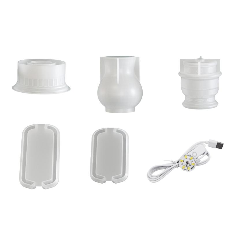 Silicone Camping Lamp Mold Set with LED Suitable for Making Customing Resin Gifts for Holiday or Birthday Presents