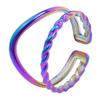 Rainbow Color Stainless Steel Rings For Women Men Accessories Punk Hollow Geometric Snake Ring Fashion Jewelry Adjustable Bague