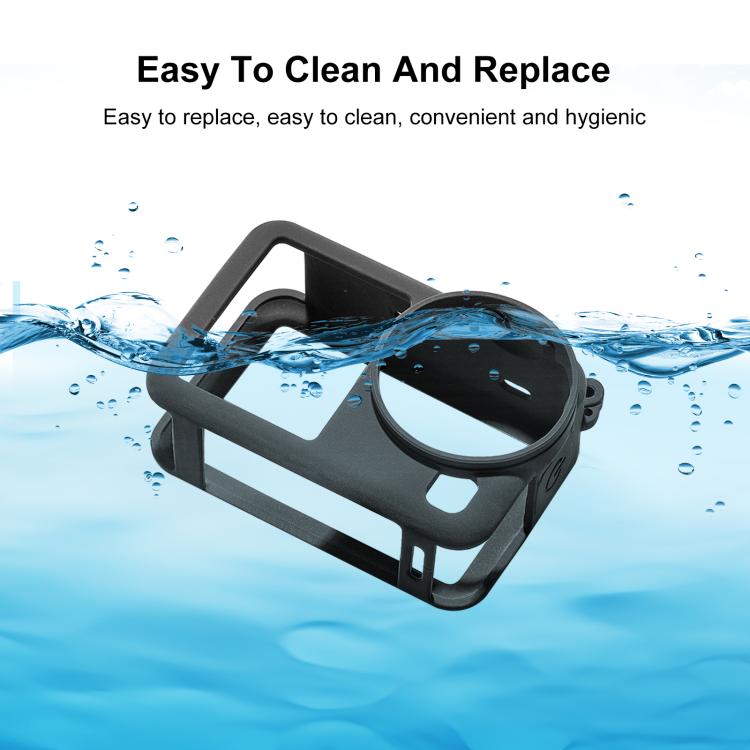 PULUZ Black Silicone Protective Cover with Wrist‑Strap & Lens‑Cap for DJI Osmo Action 6