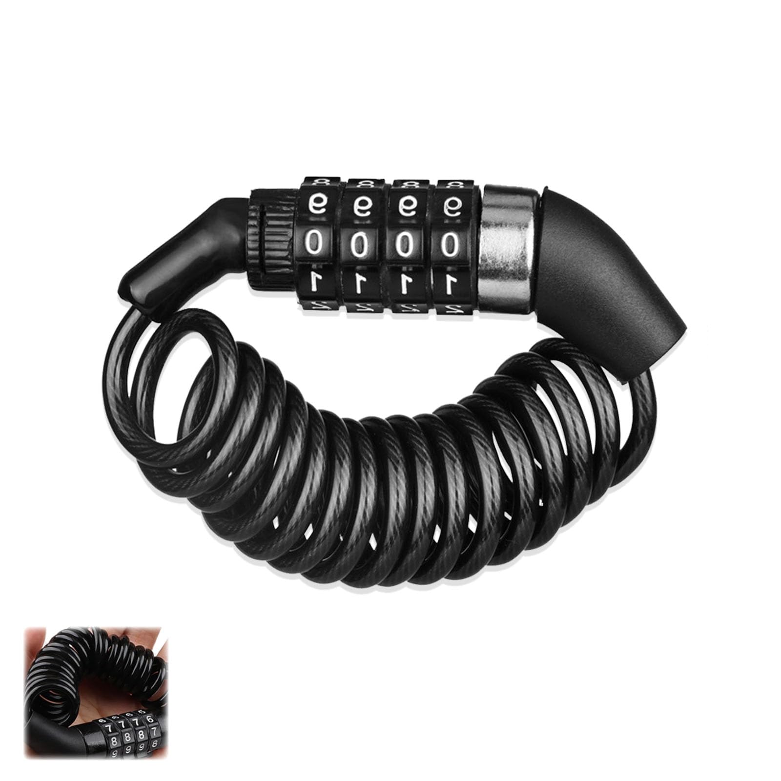 

Mirhua Bicycle Wire Lock with Digit Combination Helmet Coil Wire Bicycle Lock Lock, Key, Lightweight, Anti-Theft, Portable, Lock, (Black) чёрный