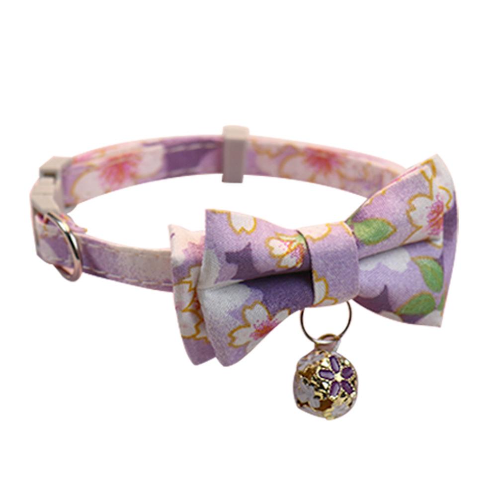 Lattice Bow Pet Cat Collar with Bell Adjustable Pet Collar Bownot Safety Necklace for Puppy Kitten Cat Cute Pattern Pet Supplies
