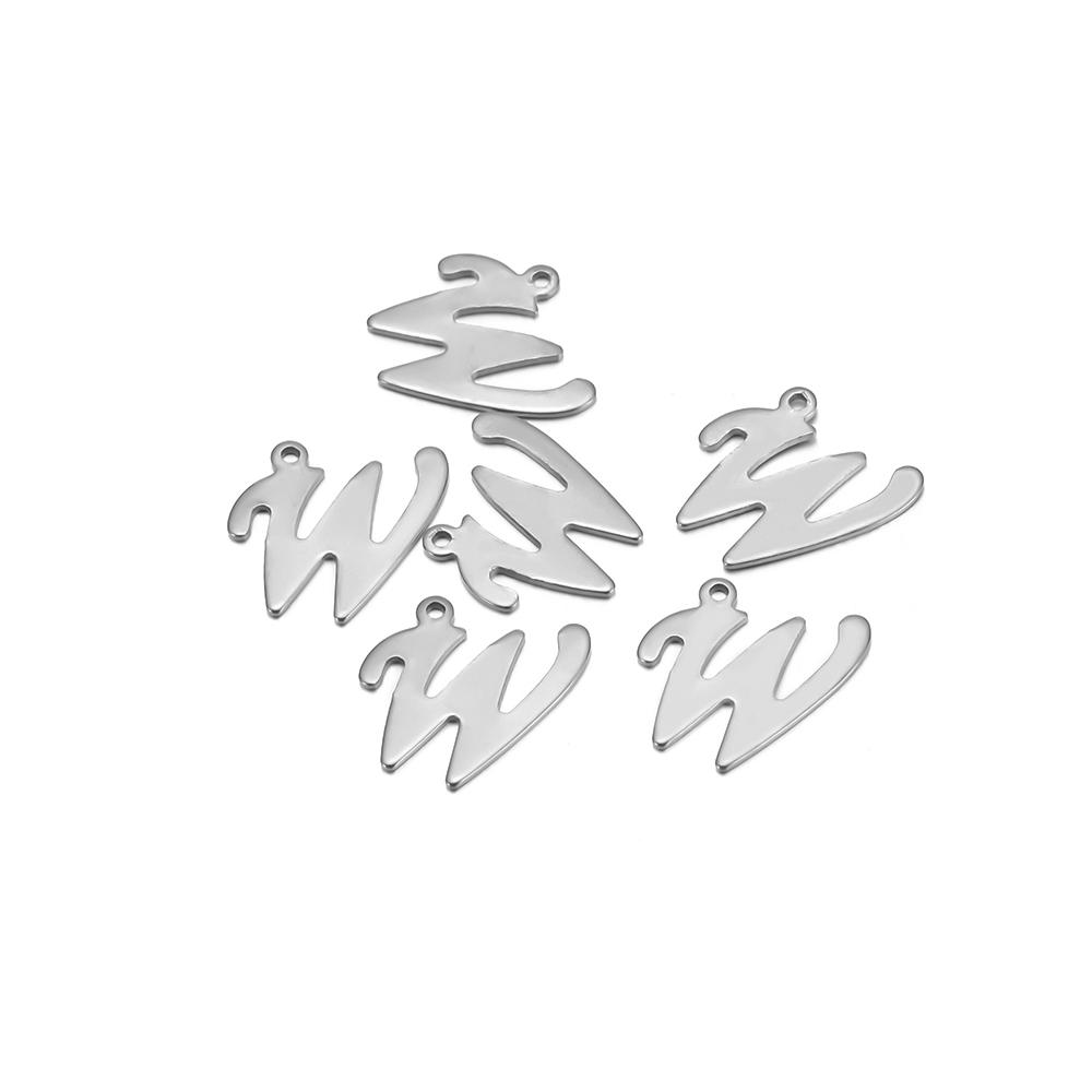 50pcs Stainless Steel Cursive Font 26 Letter Pendant Alphabet Charms Necklace Pendant DIY Jewelry Bracelet Making Earrings Craft