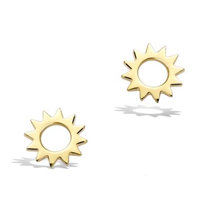 [Q6835] - Pozlátené náušnice 'Slnko' zlaté - 9x9 mm