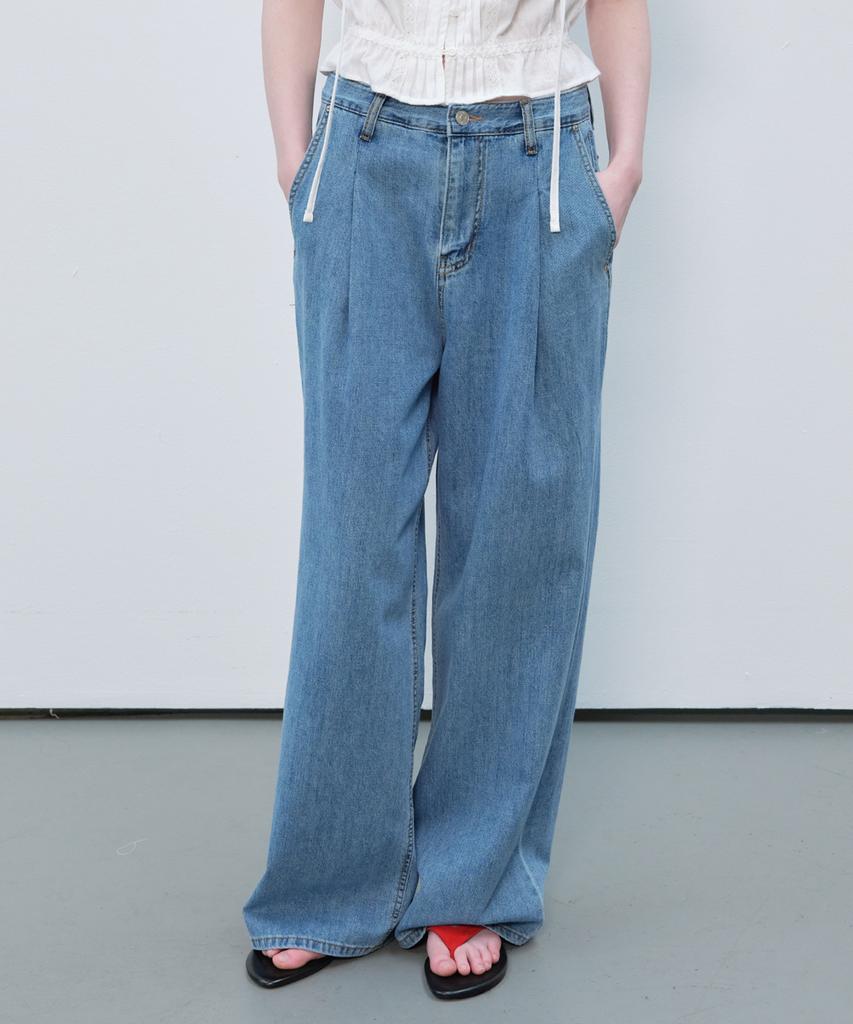 Peulibeo07 One Tuck Wide Denim Pants [Frsp06Dp03]_Blue