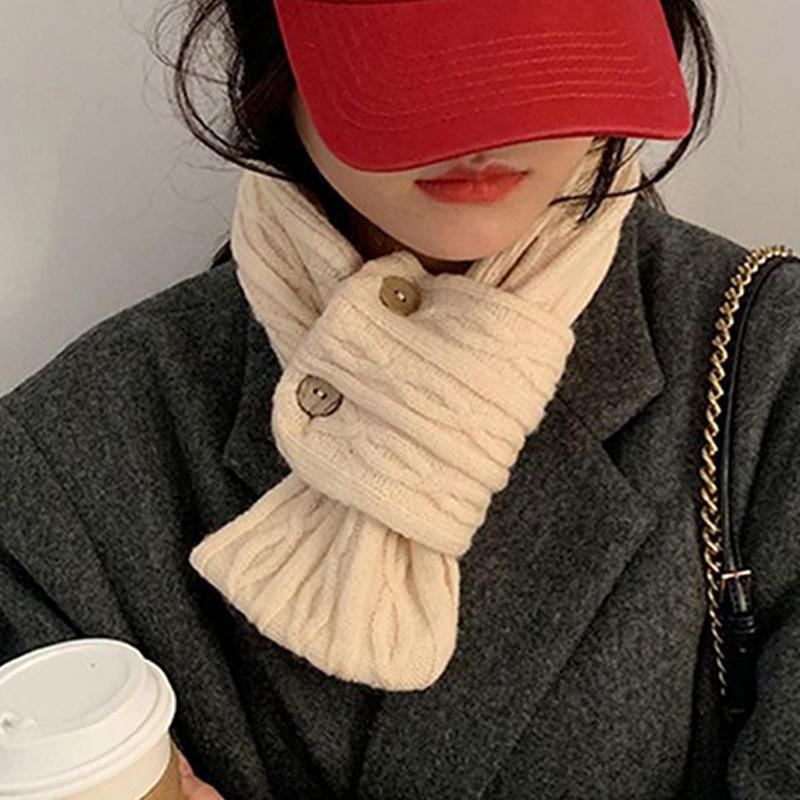 Koreanischer einfarbiger kurzer Strickzopfschal Herbst Winter warm Allround-Schal