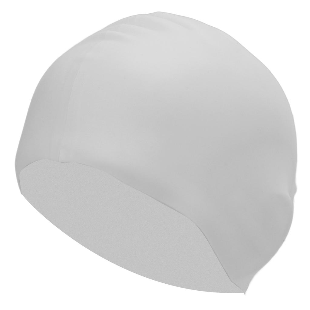 Swim Bathing Cap Silicone Waterproof Swimming Head Cover Professional with Ear Protection for Adult Long HairWhite