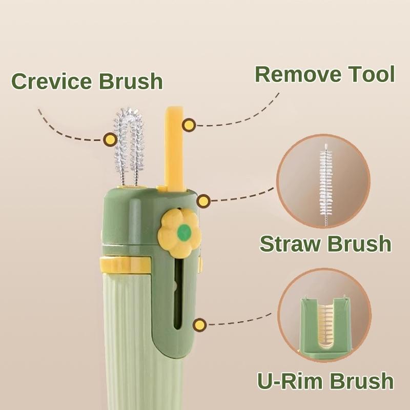 5 in 1 Bottle Brush Set Multipurpose Cup Washing Tool - Long Handle Cleaning Brush for Water Bottle, Thermos, Milk Bottle, Straw and Cups