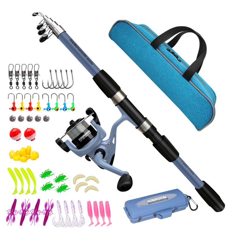 1.65m Fishing Rod and Reel Combo Full Set Saltwater Spinning Carbon Fiber Telescopic Fishing Rod Set