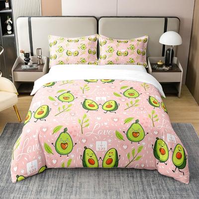 Avocado Duvet Cover Set for Single Double Super King Size Bed,3D Fruit Printed Microfiber Bedding Sets Duvet Set with Pillowcase