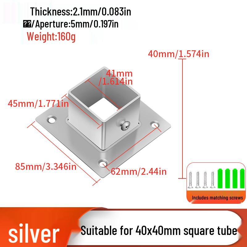 Stainless Steel Four-Way Tee Connector for Square Tubes - Weld-Free Fastener