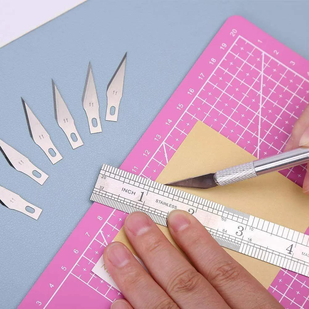 100/50pcs Knife DIY Wood Carving Fruit Food Scalpel Craft Sculpture Cutting Tool Metal Engraving Blades Knifes Wood Carving Disc