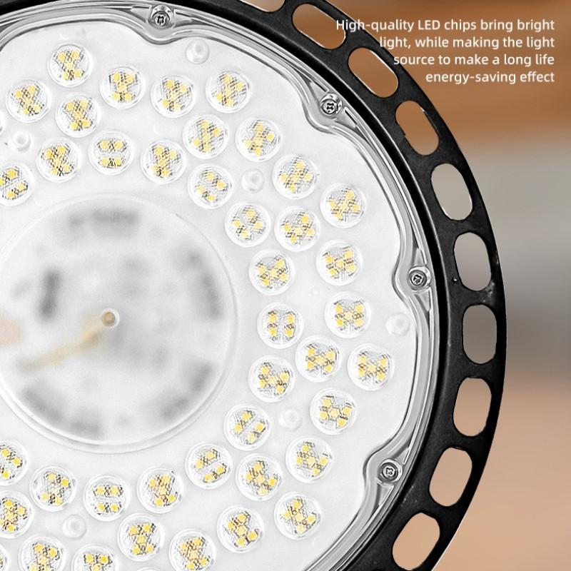 100/150/200W Super Bright UFO LED High Bay Lights Waterproof Industrial Market Warehouse Garage Workshop Garage Lamps