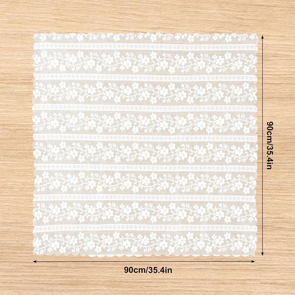 White Lace Square Tablecloth, Vintage Floral Embroidered Table Cloths Square Small Table Cloth Dustproof Tables Protector for Kitchen Dining Room