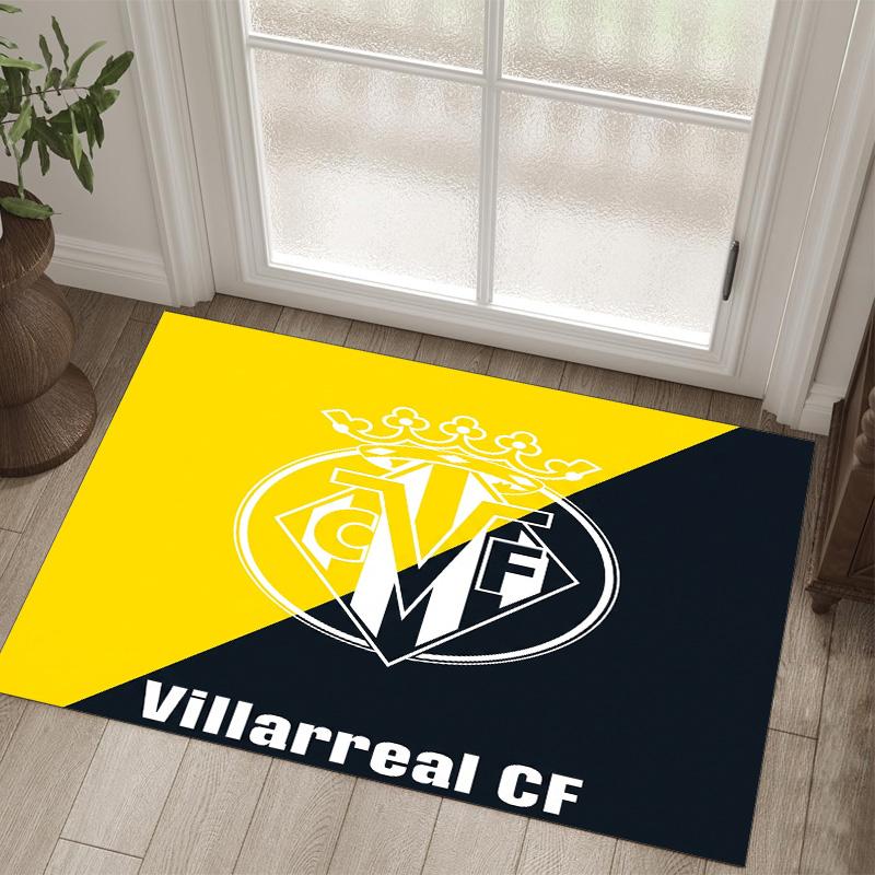 Villarreal FC Design Crystal Velvet Carpet Cozy Non?Slip Printed Rug For Bedroom Living Room Entrance