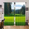 2 piezas - Cortinas con estampado de paisaje de campo de golf   cortinas con ojal para barra   decoración del hogar   decoración de habitación