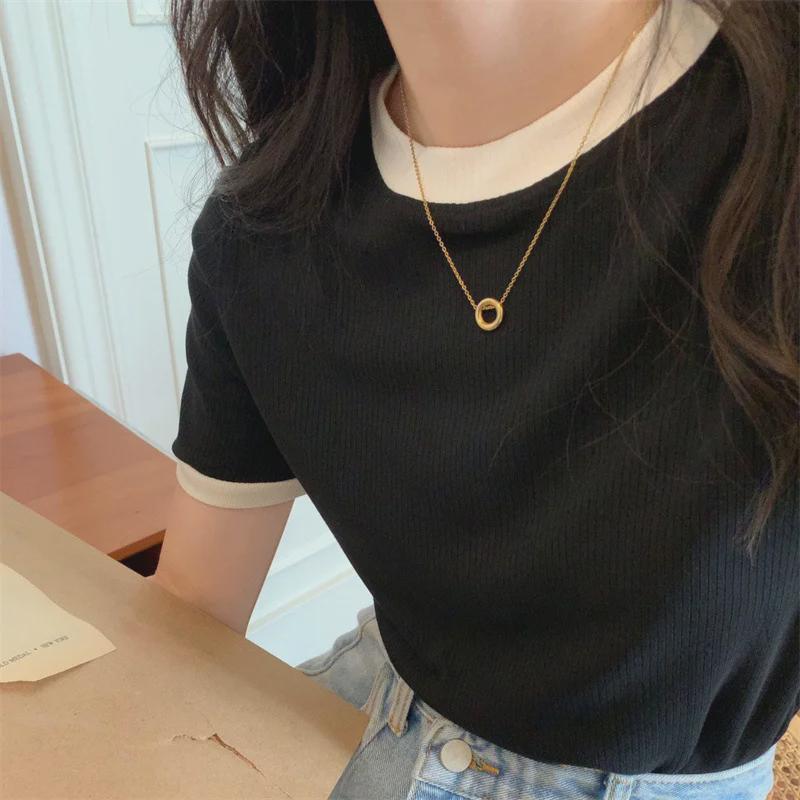 Women's Slim Fit Striped Short-Sleeve T-Shirt - Summer 2025 Fashion