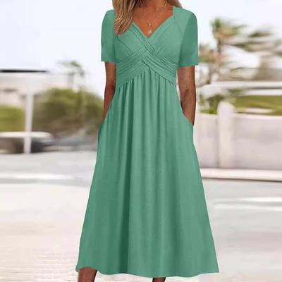 Vestido de Verano de Manga Corta de Moda 2024 para Mujeres Europeas y Americanas - Diseño Elegante y Único