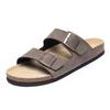 Fashion All-match Flats Beach Slippers Mens White Sandals Thick Sole Cork Slippers Summer Casual Double Buckle Non-slip Clogs Slide