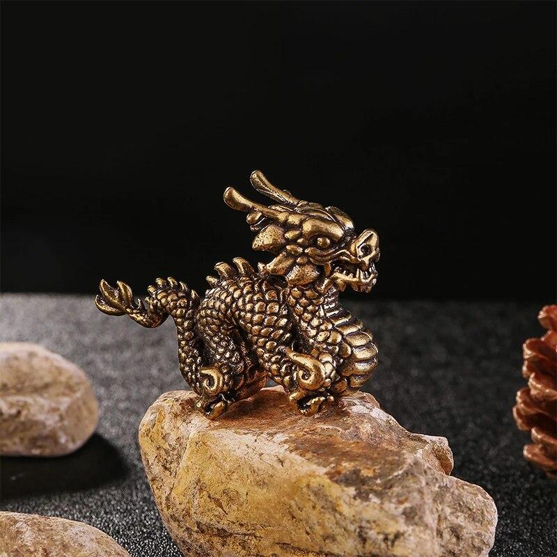 Vintage Bronze Ornament Chinese Dragon Statue Copper Figures Miniatures Home Decoration