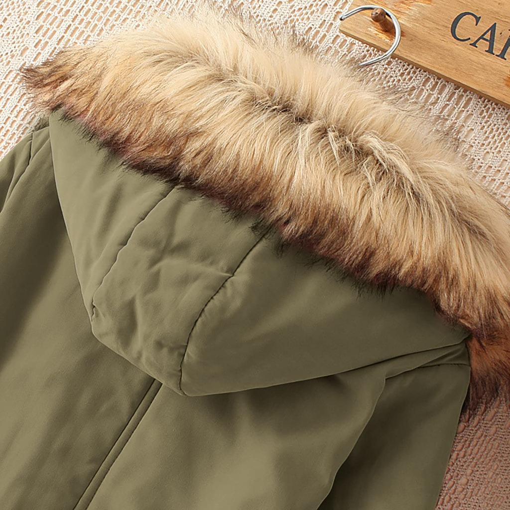Women Hooded Plus Velvet Corduroy Coat Ladies Winter Cotton Coat Thickened Mid Length Warm Jacket