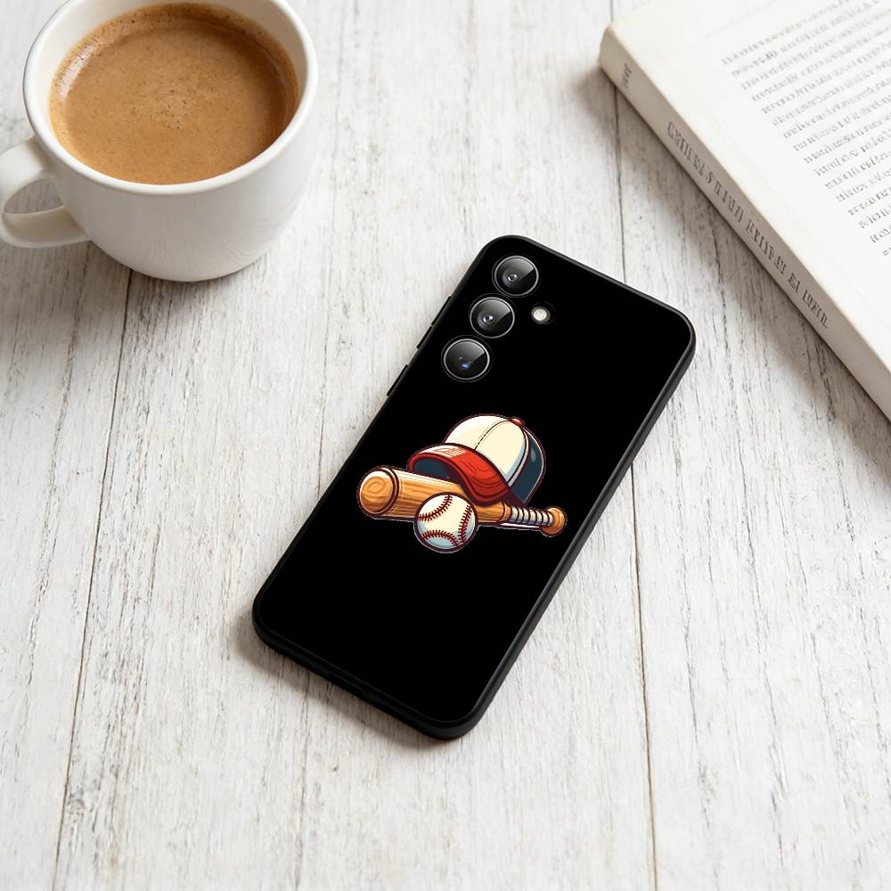

Baseball Graffiti Painting Phone Case Black Silicone Soft For Samsung Galaxy A73,A72,A71,A70,A53,A52,A51 Samsung a32 5g