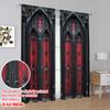 2D flat printing 2pcs Curtain Gothic Castle Machine Washable Fabric  Without Electricity Holiday Decorations for Classroom
