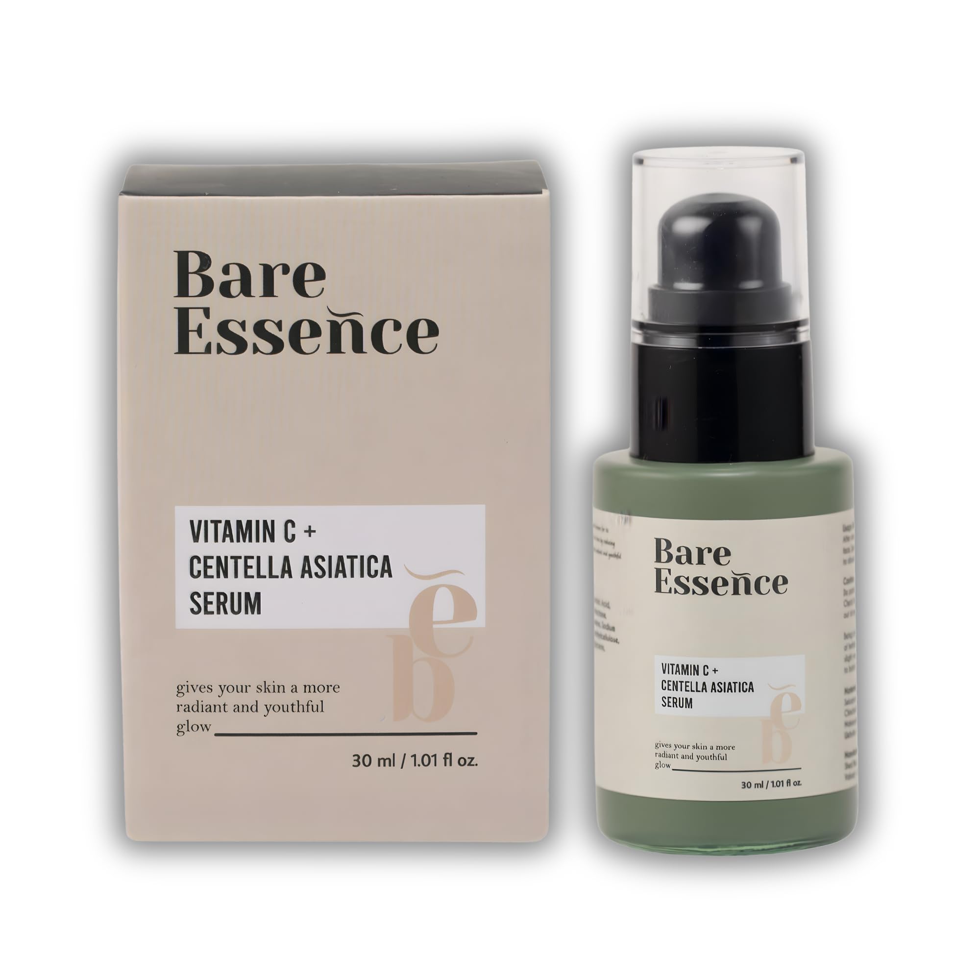 Bare Essence Vitamin C + Centella Asiatica Serum | Radiance-Boosting & Skin-Calming Formula | Lightweight Daily Face Serum for Smooth, Glowing Skin