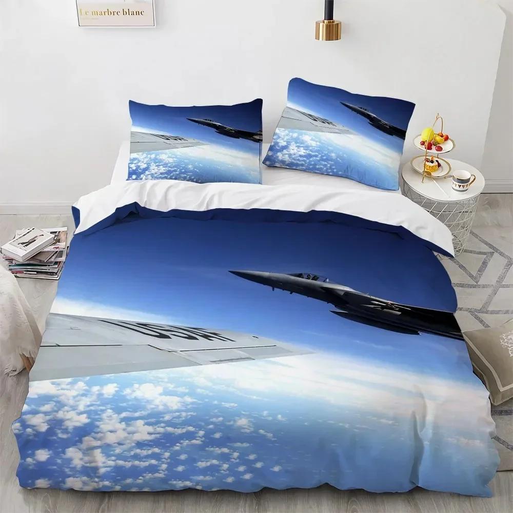 Flugzeug Jagdflugzeug Himmel Muster Bequemer Bettbezug Steppdecke Kissenbezug Bettwäscheset Kinder Schlafzimmer Dekoration Heimtextil