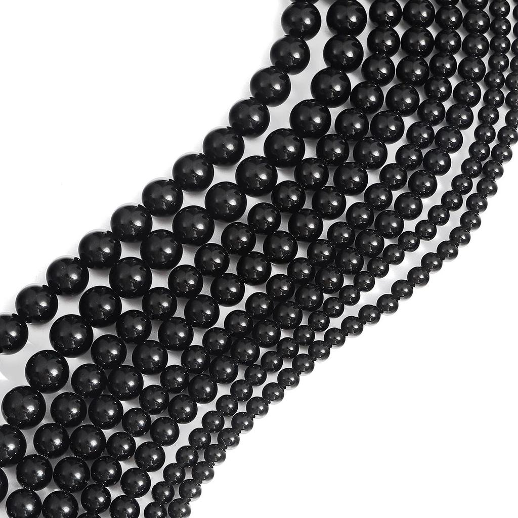 32-62 stk natursteinperler svarte obsidian runde perler for smykkelaging DIY armbånd halskjede