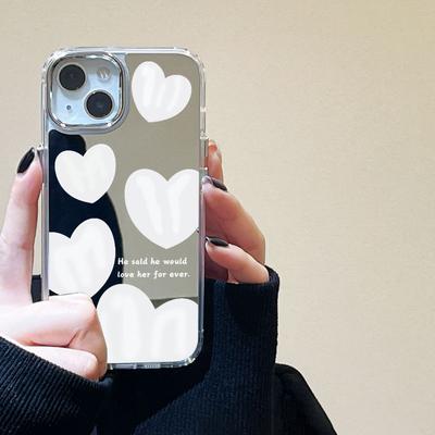 Love Painted Mirror Is Suitable for iPhone17 Mobile Phone Case 16pro Niche X Apple 12 All-inclusive 15 Protective Case 14.
